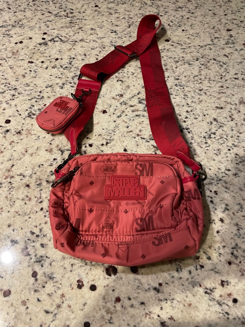 Steve Madden Coral Red Zip Pouch Crossbody